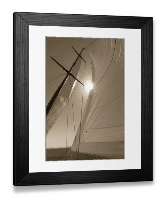 Framed Print : USA, Washington, San Juan Islands. B&W of sunburst on sails Framed Print : USA, Washington, San Juan Islands. B&W of sunburst on sails