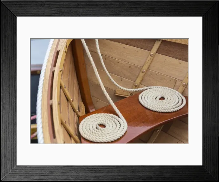 Framed Print : USA, Washington. Coiled line in wooden boat at the Bainbridge Island Wooden Boat Festival Framed Print : USA, Washington. Coiled line in wooden boat at the Bainbridge Island Wooden Boat Festival