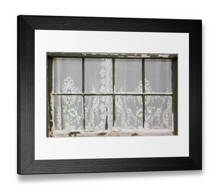Framed Print : USA, Washington, Port Townsend. Lace curtains in window Framed Print : USA, Washington, Port Townsend. Lace curtains in window