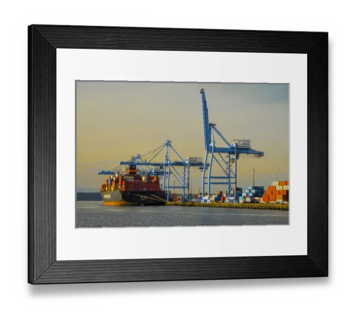 Framed Print : USA, Washington, Tacoma. Container cargo loading in Sitcum Waterway at Port of Tacoma Framed Print : USA, Washington, Tacoma. Container cargo loading in Sitcum Waterway at Port of Tacoma
