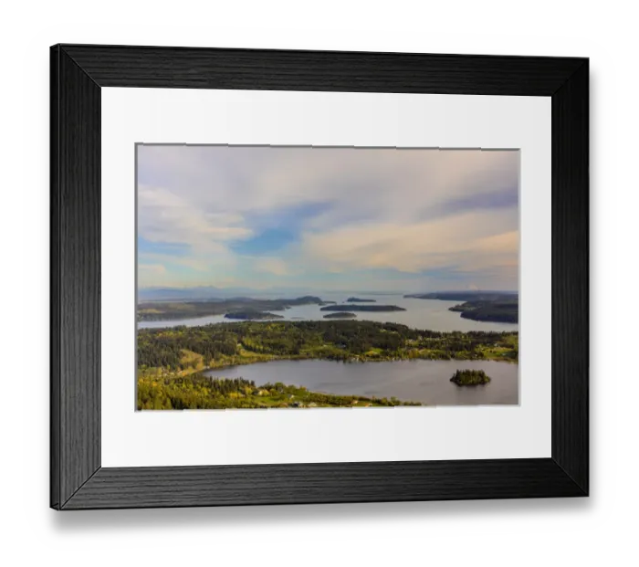 Framed Print : View of the San Juan islands from the summit of Mount Erie near Anacortes, Washington, USA
