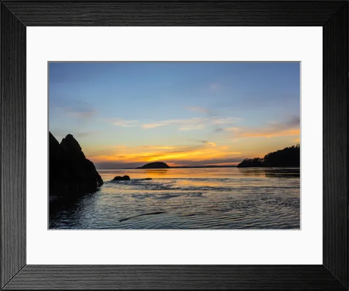 Framed Print : Sunset from North Beach with Deception Island at Deception Pass State Park, Washington Framed Print : Sunset from North Beach with Deception Island at Deception Pass State Park, Washington