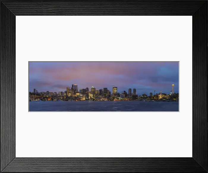Framed Print : City skyline from Gasworks Park and Lake Union in Seattle, Washington, USA