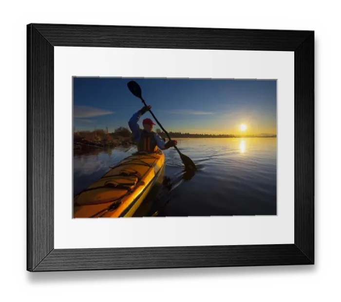 Framed Print : USA, Washington State, Seatte. Male sea kayaker in Union Bay on Lake Washington, Seattle