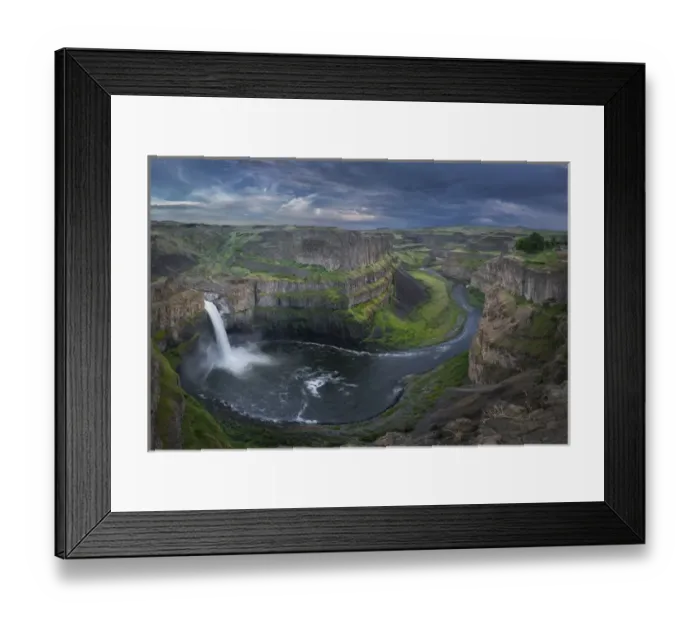 Framed Print : USA. Washington State. Palouse Falls in the spring, with an approaching storm Framed Print : USA. Washington State. Palouse Falls in the spring, with an approaching storm