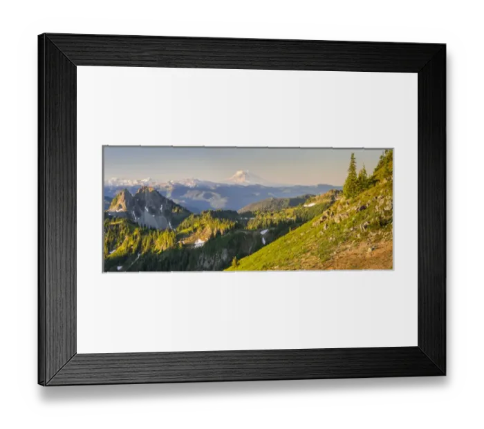 Framed Print : USA. Washington State. Panorama of Mt. Adams, Goat Rocks and Double Peak from Framed Print : USA. Washington State. Panorama of Mt. Adams, Goat Rocks and Double Peak from