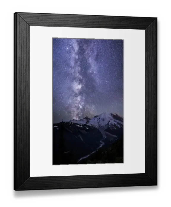 Framed Print : USA. Washington State. The Milky Way looms above Mt. Rainier and the White River at Mt Framed Print : USA. Washington State. The Milky Way looms above Mt. Rainier and the White River at Mt