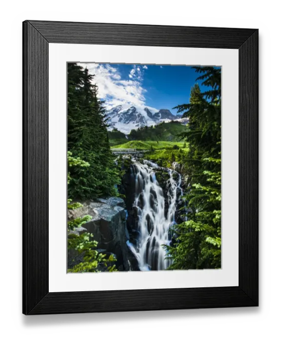 Framed Print : USA, Washington, Mount Rainier National Park, Mount Rainier, waterfall Framed Print : USA, Washington, Mount Rainier National Park, Mount Rainier, waterfall