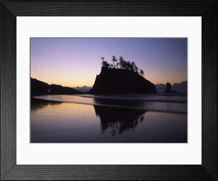 Framed Print : USA, Washington State, Second Beach, Olympic National Park, Sea Stacks reflected Framed Print : USA, Washington State, Second Beach, Olympic National Park, Sea Stacks reflected