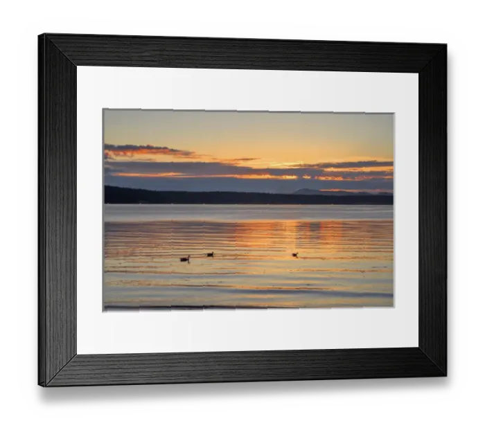 Framed Print : USA, Washington, San Juan Islands, Orcas Island, Sunset from West Beach over Waldron Island