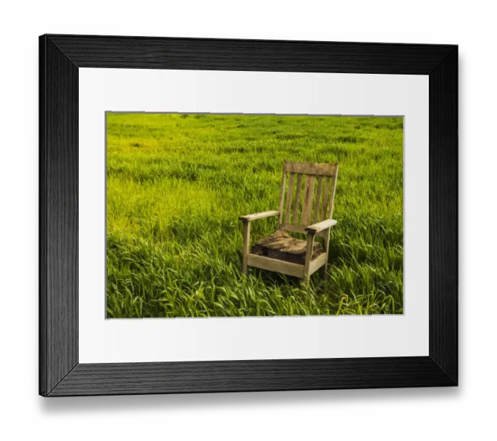 Framed Print : USA, Washington, field, rocking chair Framed Print : USA, Washington, field, rocking chair