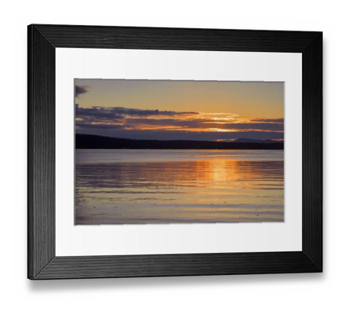 Framed Print : USA, Washington, San Juan Islands, Orcas Island, Sunset from West Beach over Waldron Island