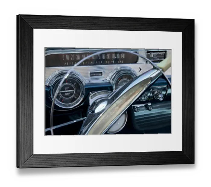 Framed Print : United States, Washington, Kirkland, dashboard at classic car show