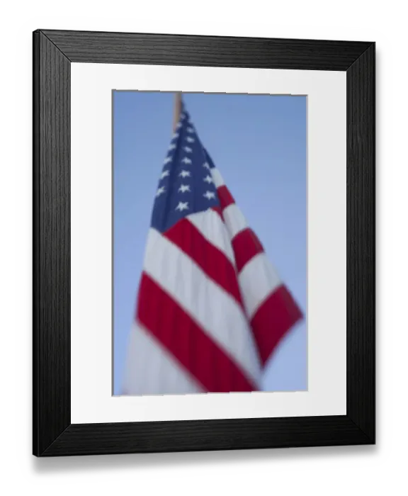 Framed Print : North America, United States, Washington, Bellevue, American flag in motion