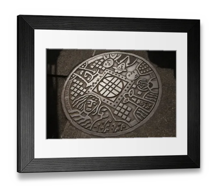 Framed Print : North America, United States, Washington, Seattle, Artistic manhole cover Framed Print : North America, United States, Washington, Seattle, Artistic manhole cover
