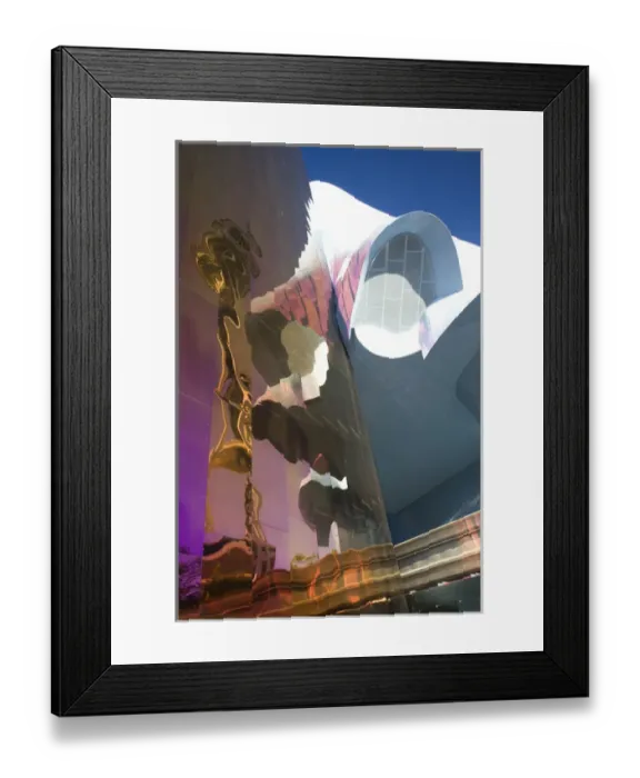 Framed Print : USA, Washington, Seattle. Space Needle reflected in Experience Music Project Museum Framed Print : USA, Washington, Seattle. Space Needle reflected in Experience Music Project Museum