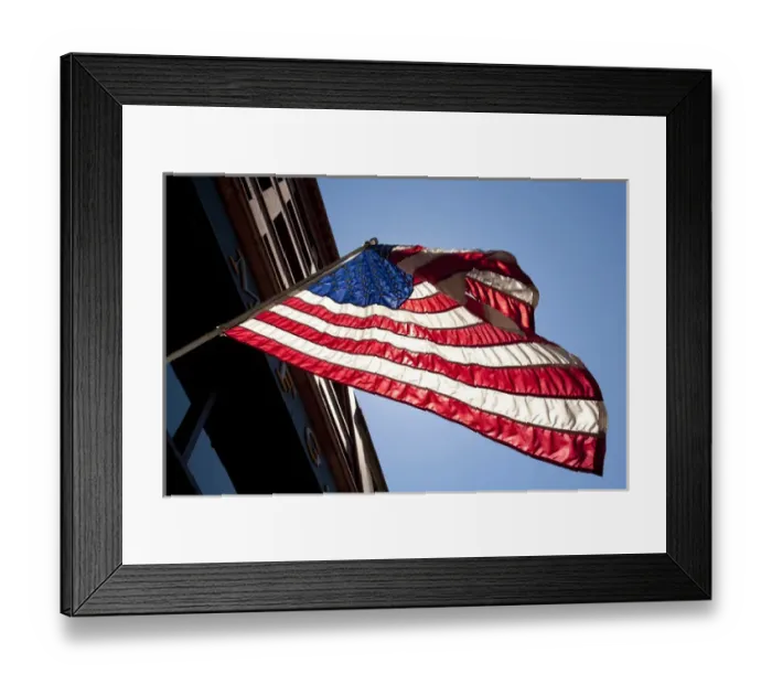 Framed Print : North America, Washington, Seattle, Pioneer Square neighborhood, American flag backlit Framed Print : North America, Washington, Seattle, Pioneer Square neighborhood, American flag backlit
