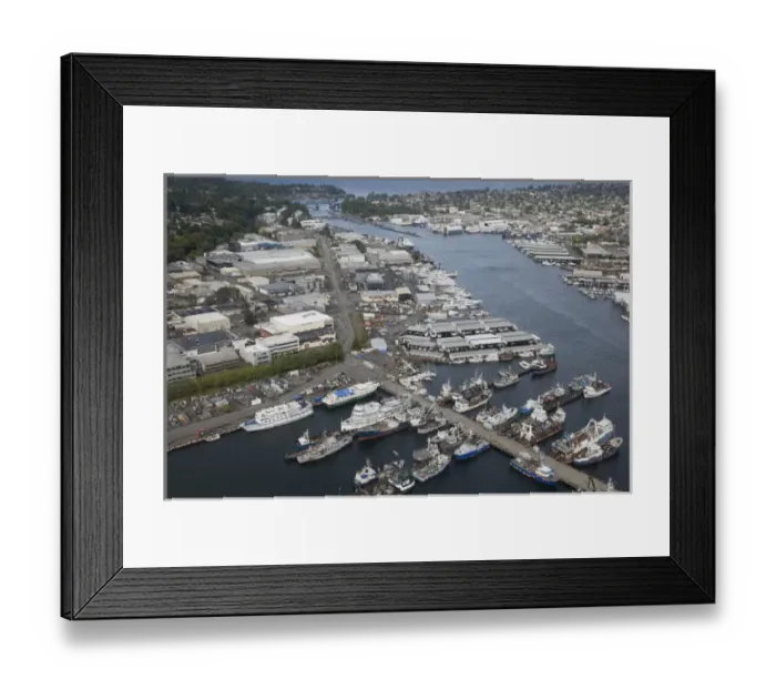 Framed Print : North America, United States, Washington, Seattle, aerial view of Lake Washington Ship Canal Framed Print : North America, United States, Washington, Seattle, aerial view of Lake Washington Ship Canal