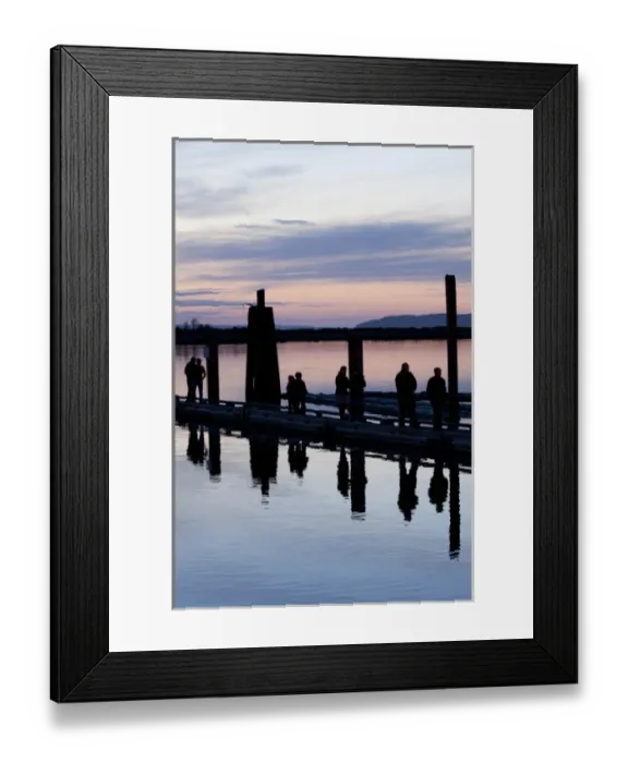 Framed Print : North America, United States, Washington, Everett, people on dock during sunset Framed Print : North America, United States, Washington, Everett, people on dock during sunset