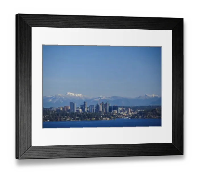 Framed Print : North America, United States, Washington, Bellevue. Bellevue skyline from Lake Washington
