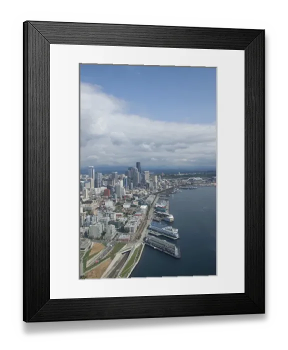 Framed Print : North America, United States, Washington, Seattle aerial view of downtown skycrapers