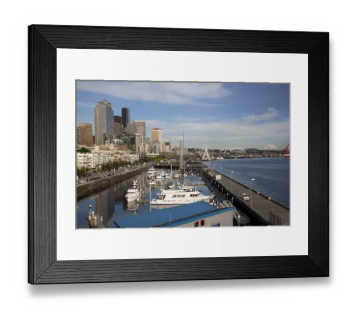 Framed Print : WA, Seattle, The Seattle Great Wheel, and Seattle Skyline from Pier 66