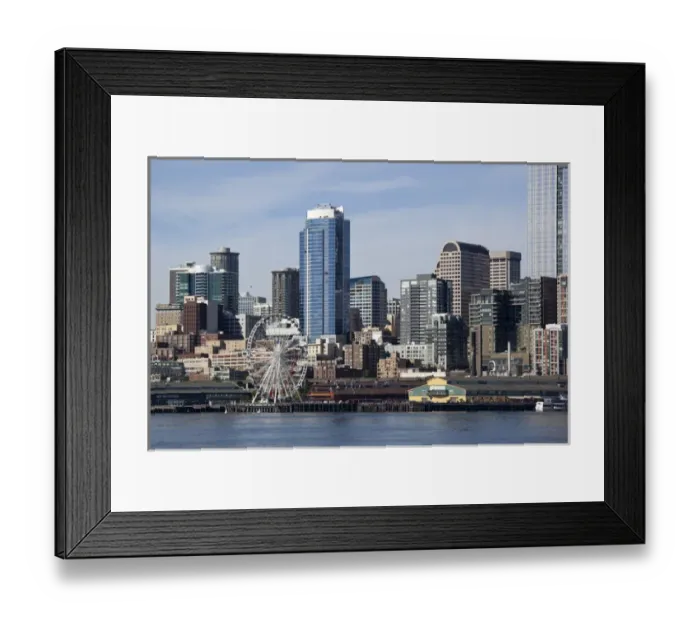 Framed Print : WA, Seattle, The Seattle Great Wheel, and Seattle skyline from Elliott Bay Framed Print : WA, Seattle, The Seattle Great Wheel, and Seattle skyline from Elliott Bay