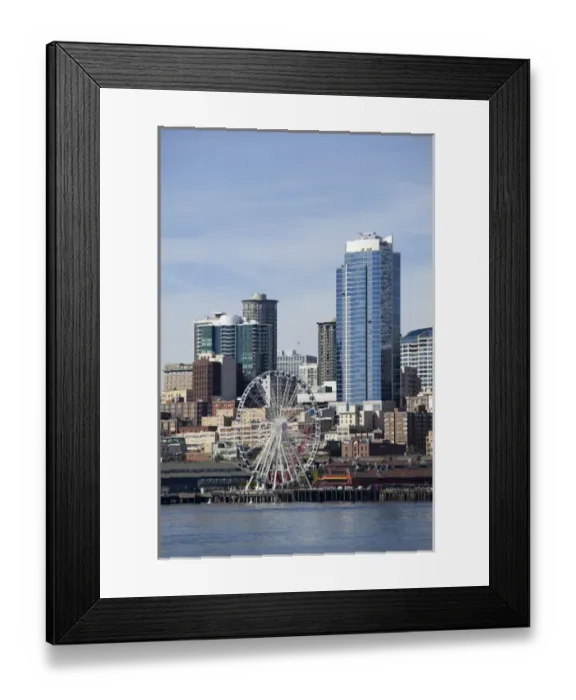 Framed Print : WA, Seattle, The Seattle Great Wheel, and Seattle skyline from Elliott Bay Framed Print : WA, Seattle, The Seattle Great Wheel, and Seattle skyline from Elliott Bay