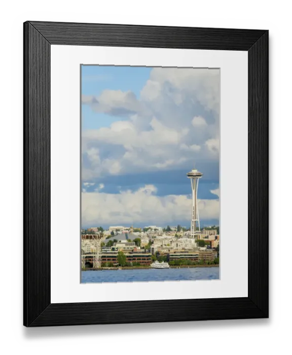 Framed Print : United States, Washington, Seattle. Seattle skyline from Elliott Bay, featuring