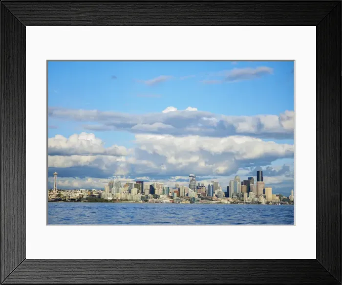 Framed Print : United States, Washington, Seattle. Seattle skyline from Elliott Bay