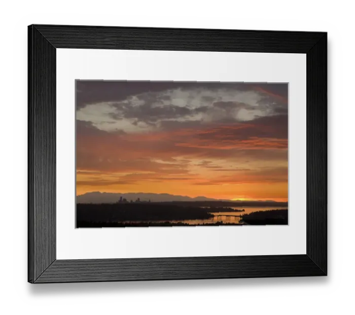 Framed Print : North America, United States, Washington. Lake Washington, Mercer Island, Seattle skyline