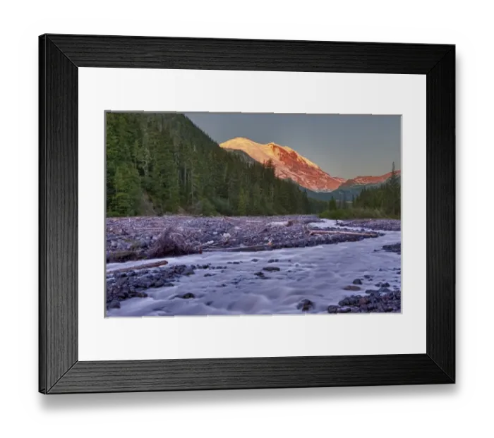 Framed Print : WA, Mount Rainier National Park, White River and Mount Rainier at sunrise Framed Print : WA, Mount Rainier National Park, White River and Mount Rainier at sunrise