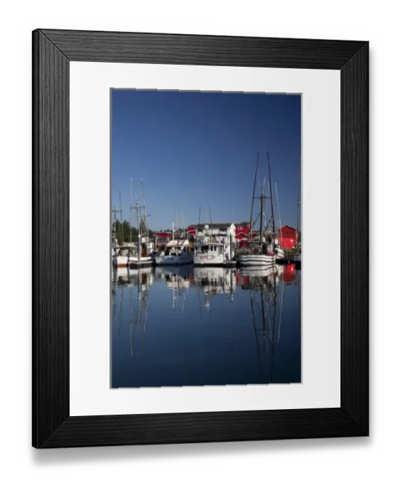Framed Print : WA, Ilwaco, fishing boats and cannery at Port of Ilwaco