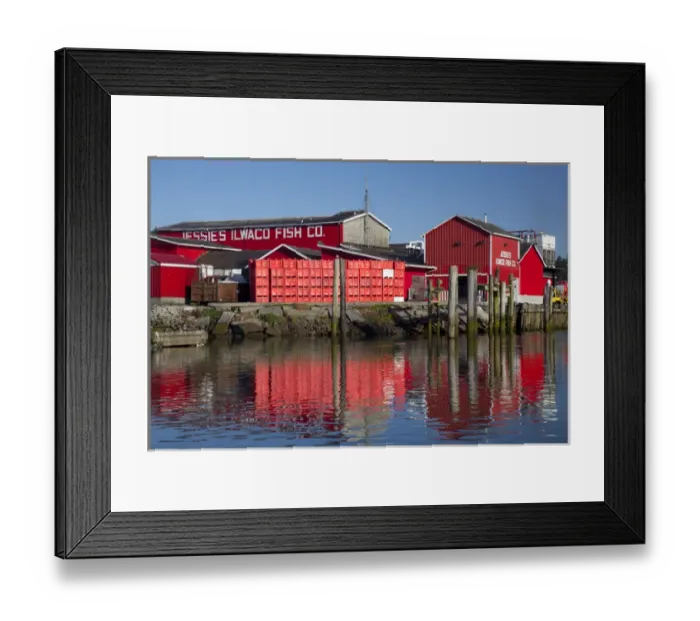 Framed Print : WA, Ilwaco, Jessies Ilwaco Fish Co. cannery at Port of Ilwaco