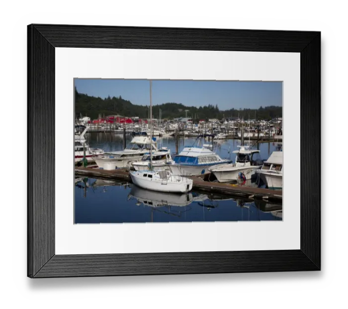Framed Print : WA, Ilwaco, Marina, at Port of Ilwaco; with fishing boats and cannery
