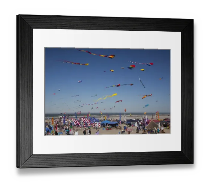 Framed Print : WA, Long Beach, International Kite Festival, Colorful kites and banners Framed Print : WA, Long Beach, International Kite Festival, Colorful kites and banners