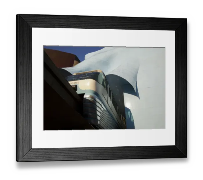 Framed Print : WA, Seattle, Seattle Center, Monorail and the Experience Music Project