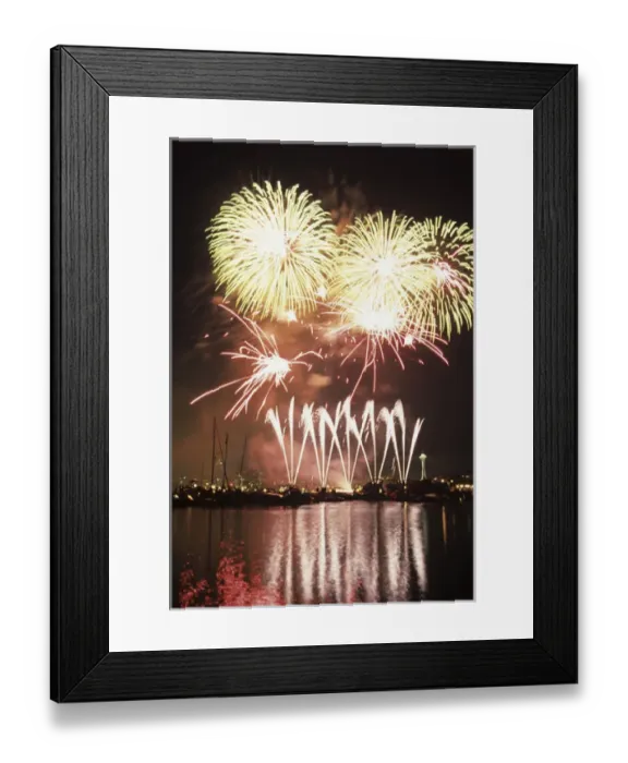 Framed Print : WA, Seattle, Fireworks on July 4th, at Gasworks Park; Space Needle in background Framed Print : WA, Seattle, Fireworks on July 4th, at Gasworks Park; Space Needle in background
