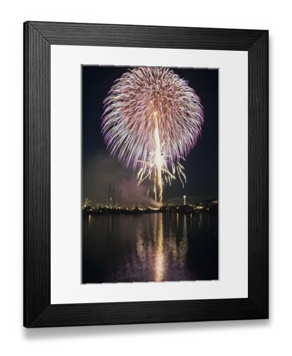 Framed Print : WA, Seattle, Fireworks on July 4th, at Gasworks Park; Space Needle in background Framed Print : WA, Seattle, Fireworks on July 4th, at Gasworks Park; Space Needle in background
