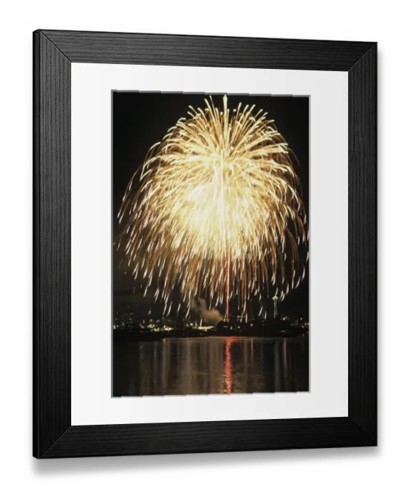 Framed Print : WA, Seattle, Fireworks on July 4th, at Gasworks Park; Space Needle in background Framed Print : WA, Seattle, Fireworks on July 4th, at Gasworks Park; Space Needle in background