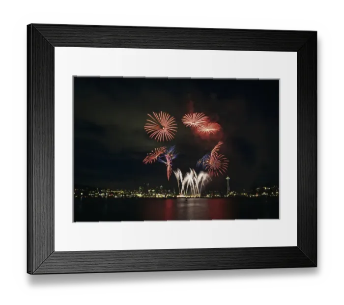 Framed Print : WA, Seattle, Fireworks on July 4th, at Gasworks Park; Space Needle in background Framed Print : WA, Seattle, Fireworks on July 4th, at Gasworks Park; Space Needle in background