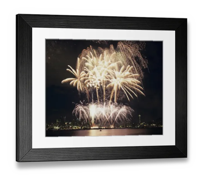Framed Print : WA, Seattle, Fireworks on July 4th, at Gasworks Park; Space Needle in background Framed Print : WA, Seattle, Fireworks on July 4th, at Gasworks Park; Space Needle in background