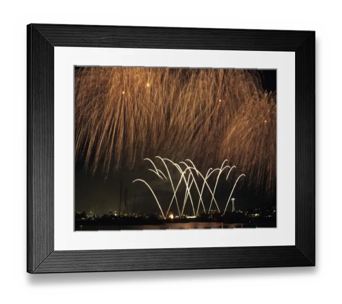 Framed Print : WA, Seattle, Fireworks on July 4th, at Gasworks Park; Space Needle in background Framed Print : WA, Seattle, Fireworks on July 4th, at Gasworks Park; Space Needle in background