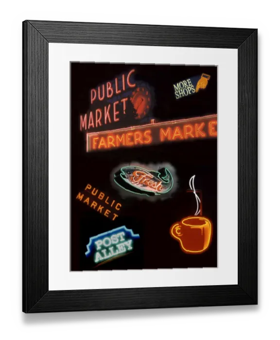 Framed Print : WA, Seattle, Pike Place Market signs Framed Print : WA, Seattle, Pike Place Market signs