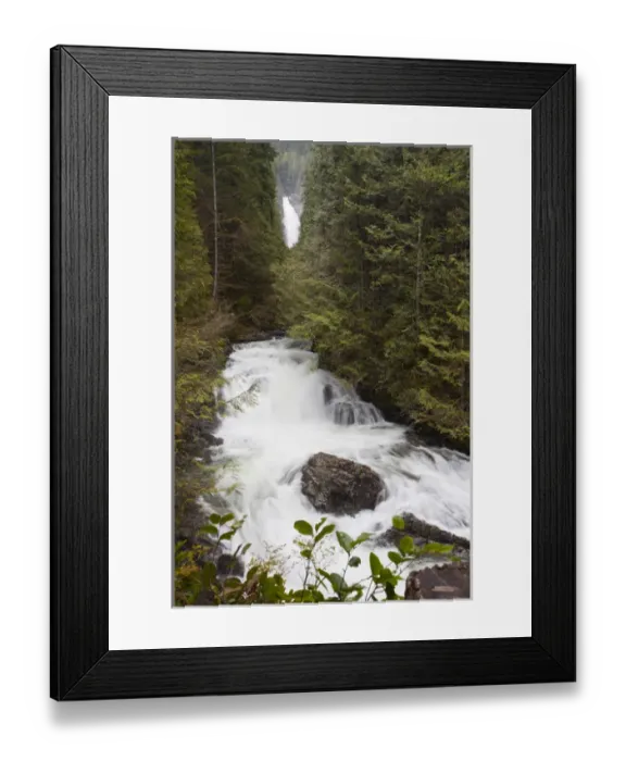 Framed Print : WA, Wallace Falls State Park, Wallace River, Wallace Falls in background Framed Print : WA, Wallace Falls State Park, Wallace River, Wallace Falls in background