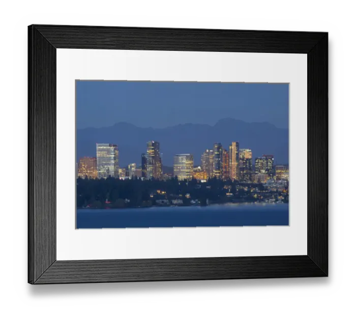 Framed Print : WA, Bellevue, Full moon raising over downtown skyline Framed Print : WA, Bellevue, Full moon raising over downtown skyline