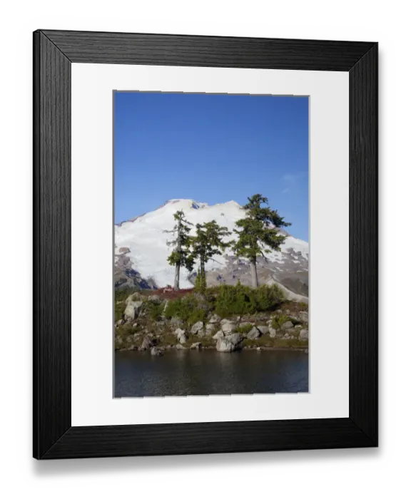 Framed Print : WA, Mount Baker National Recreation Area, Park Butte, Mount Baker, with alpine tarn
