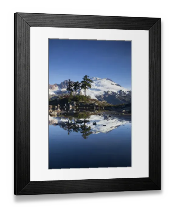 Framed Print : WA, Mount Baker National Recreation Area, Park Butte, Mount Baker reflected in alpine