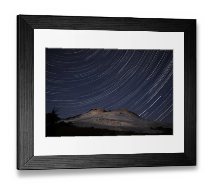 Framed Print : WA, Mount Baker National Recreation Area, Park Butte, Mount Baker with star trail Framed Print : WA, Mount Baker National Recreation Area, Park Butte, Mount Baker with star trail