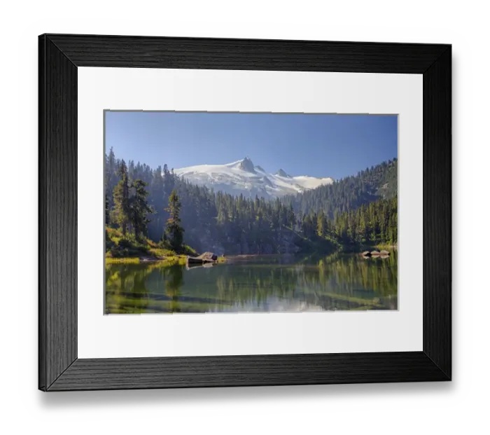 Framed Print : WA, Glacier Peak Wilderness, Neori Lake with Snowking Mountain